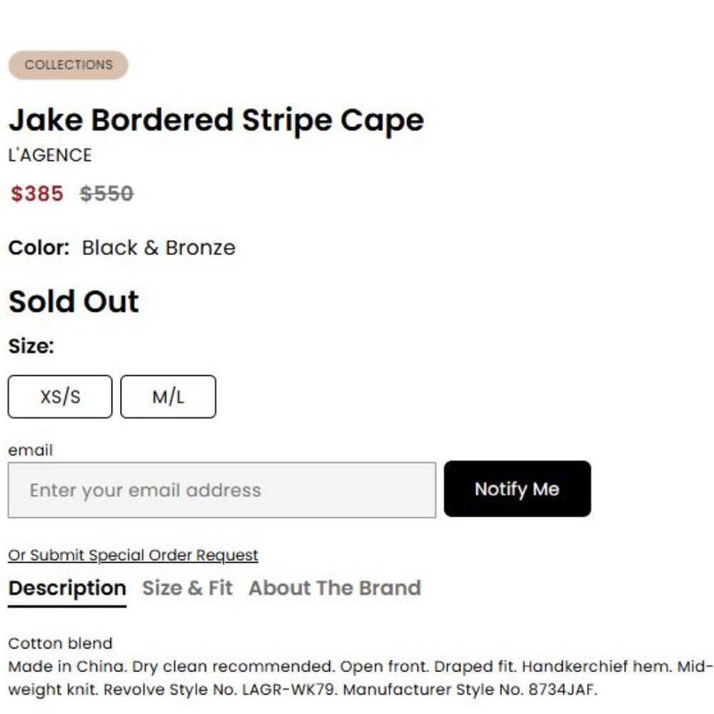 L'Agence Jake Bordered Stripe Cape Merino Wool Cotton Wrap - Picture 15 of 15